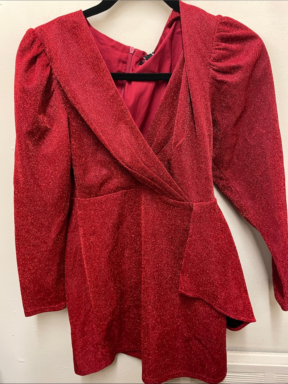 Lea and Viola Red Sparkle Wrap-Style Party Dress | Size: S